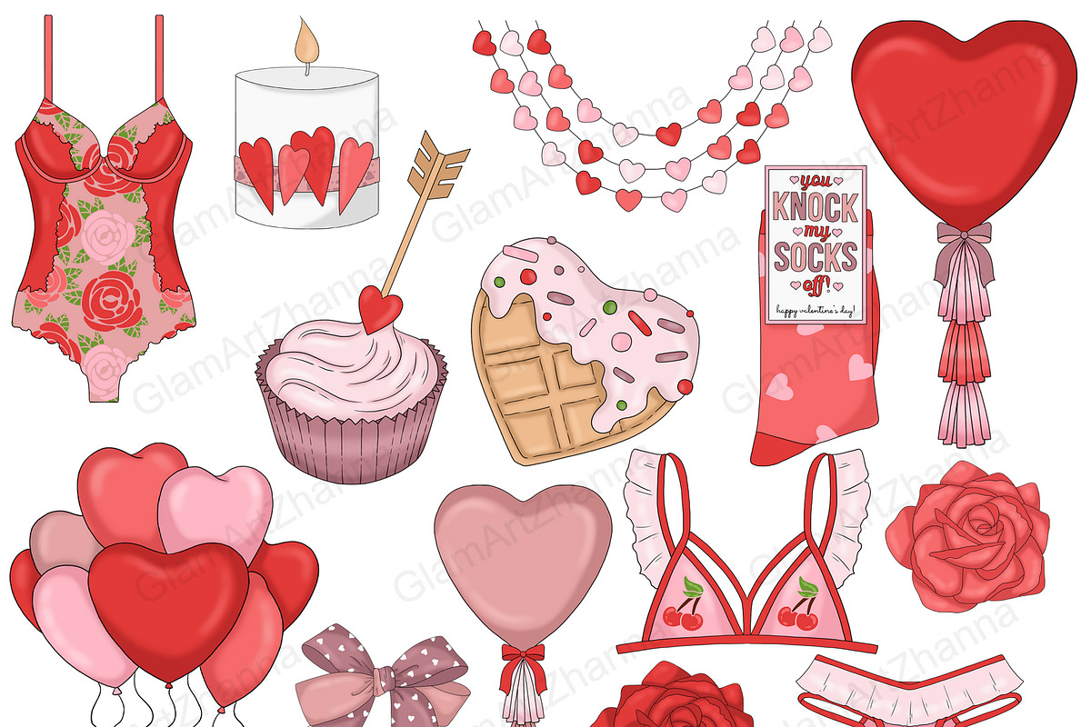 Valentine's Day Clipart, a Seasonal Illustration by GlamArtZhanna (Photo 2 of 4)