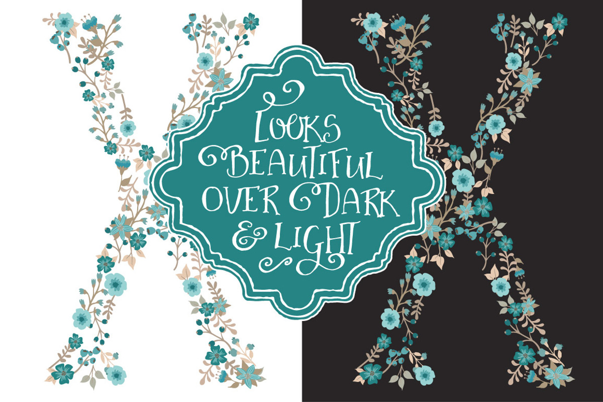 Vintage Blue Floral Alphabet, an Illustration by Amanda Ilkov (Photo 3 of 5)