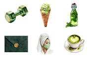 Watercolor Green Planner Clipart, an Illustration by Design Market (Thumbnail 2 of 3)