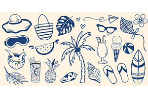 Set of Mediterranean-style beach, an Object Illustration by Tati_Kli