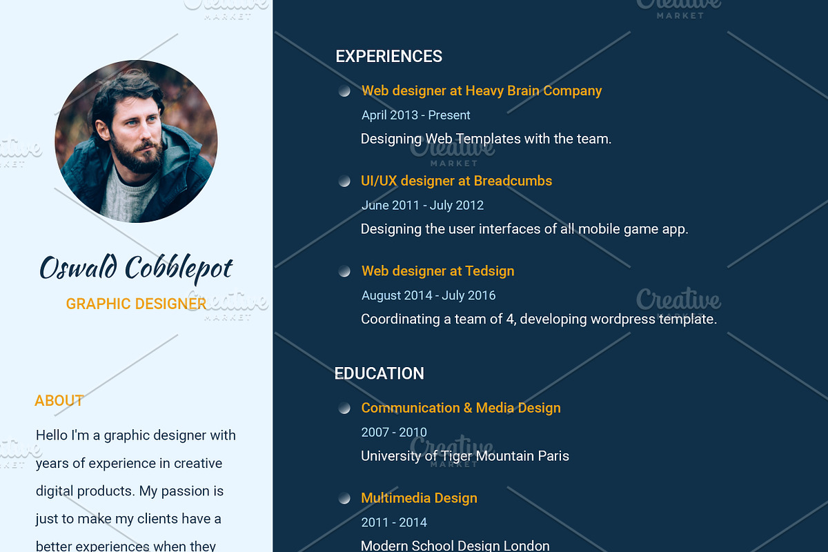 Curriculum Vited - Resume Template, a Resume Template by Ted-sign (Photo 2 of 8)