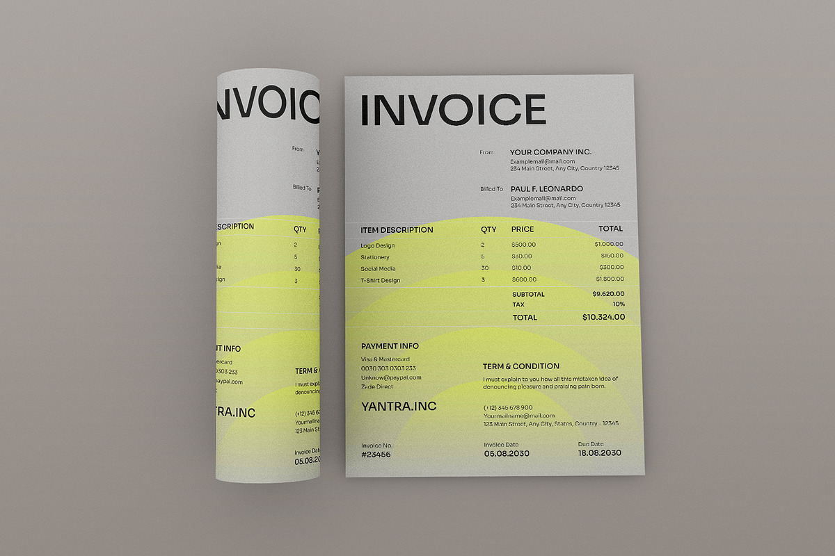 Grey Green Creative Invoice, a Stationery Template by Neermana (Photo 3 of 4)