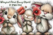 Whimsical Floral Bunny Clipart, an Illustration by Libby Wishes (Thumbnail 1 of 4)