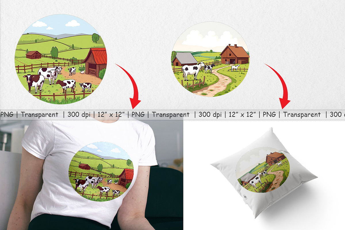 Dairy Farm Scene Clipart, a Graphic by Artnoy (Photo 4 of 5)