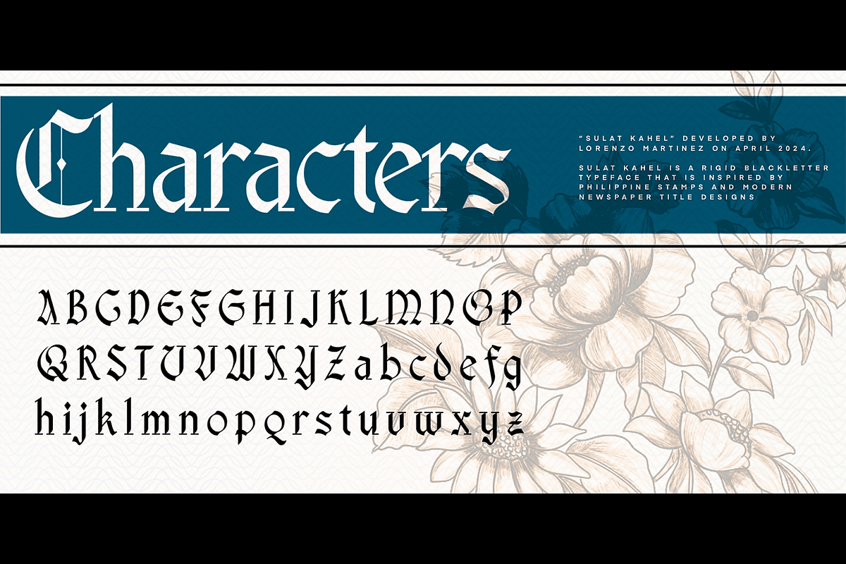 Sulat Kahel- Blackletter Typeface, a Blackletter Font by Lurinzu Studios (Photo 7 of 9)
