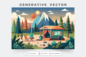 Experience glamping in a cozy campsi, a Graphic by Iftikhar Alam