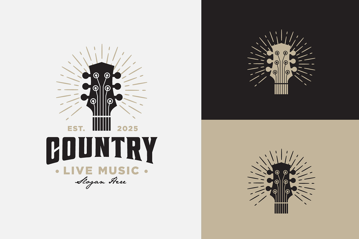Country Guitar Music Western Logo, a Branding & Logo Template by funpixel
