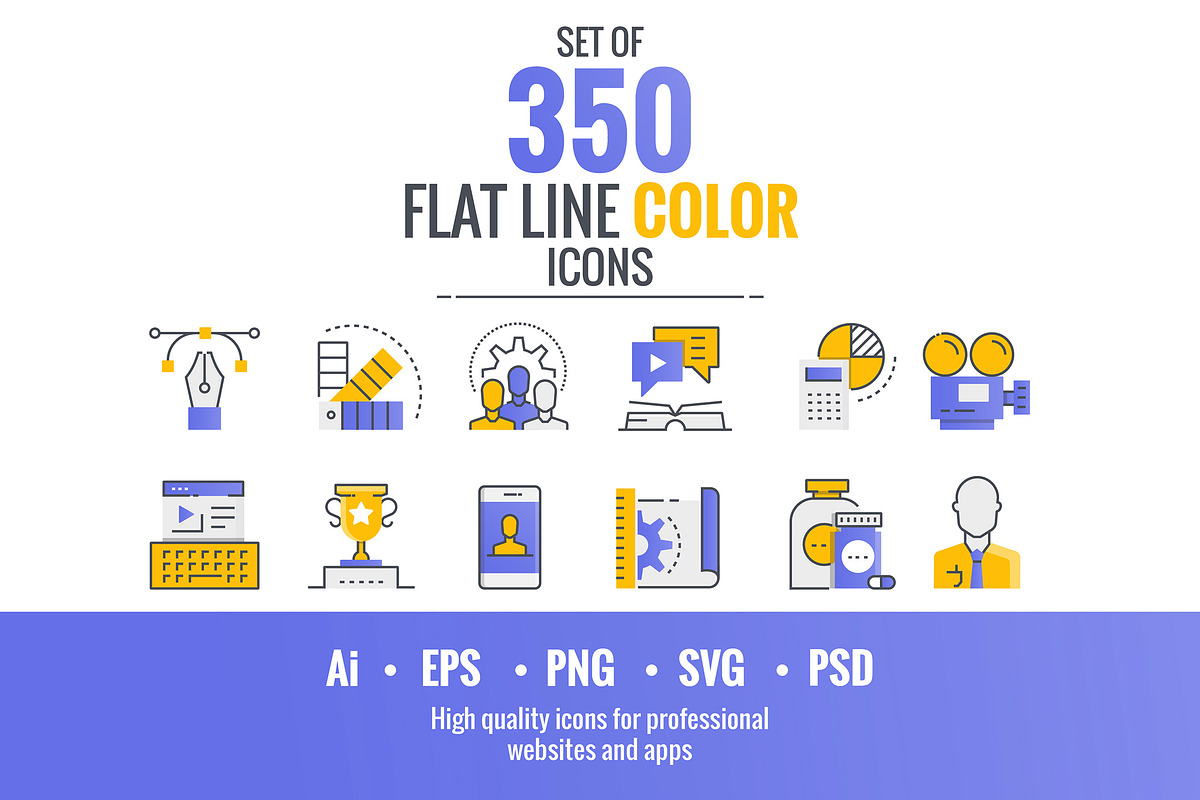 Set of flat smooth gradient icons, an Icon by Creative Graphics (Photo 1 of 12)