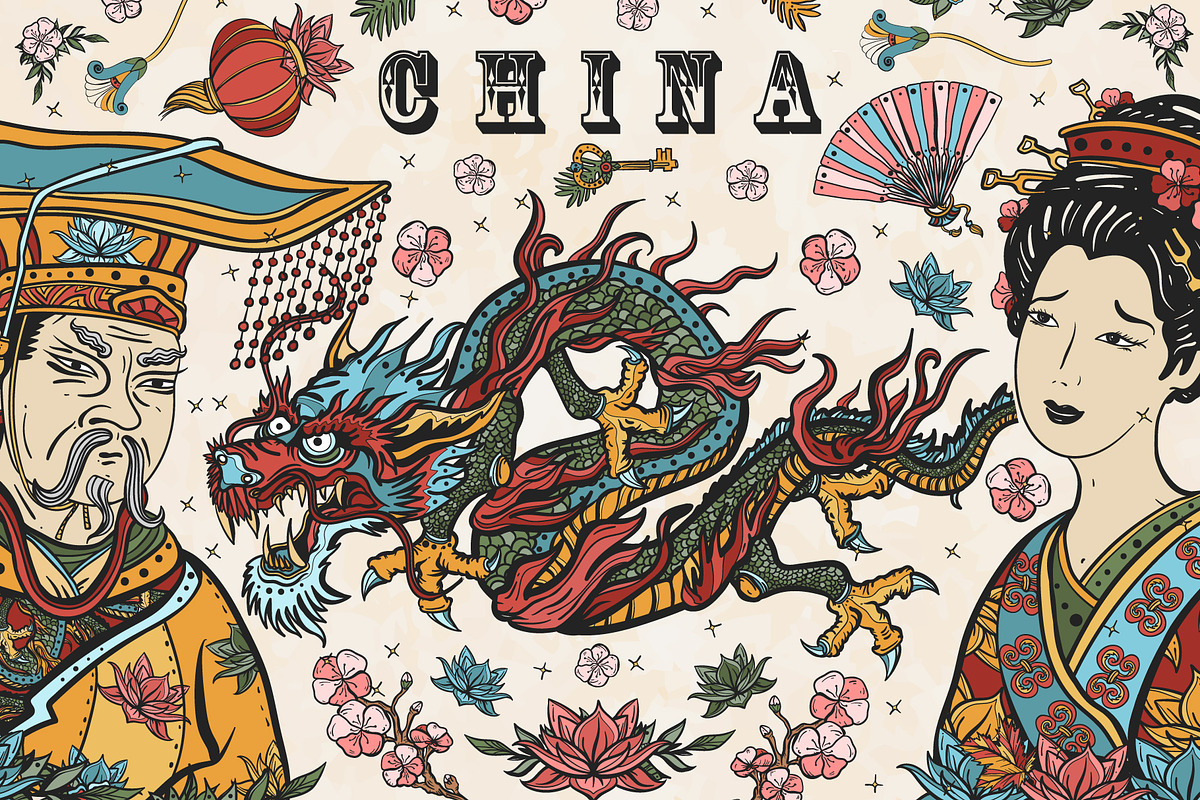 China old school tattoo, a Background Graphic by intueri (Photo 1 of 7)