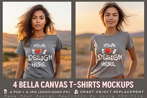 4 PSD Bella Canvas T-shirt Mockup