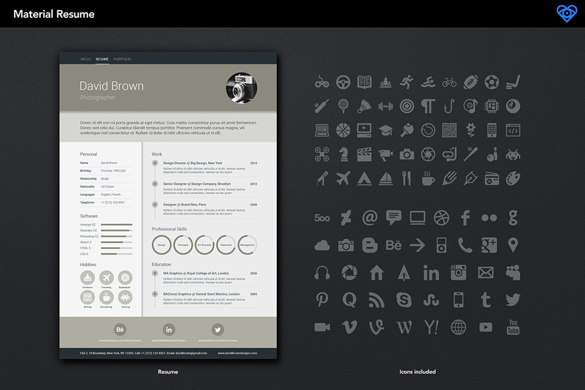 Material Resume Retro, a Resume Template by ikono.me (Photo 4 of 4)