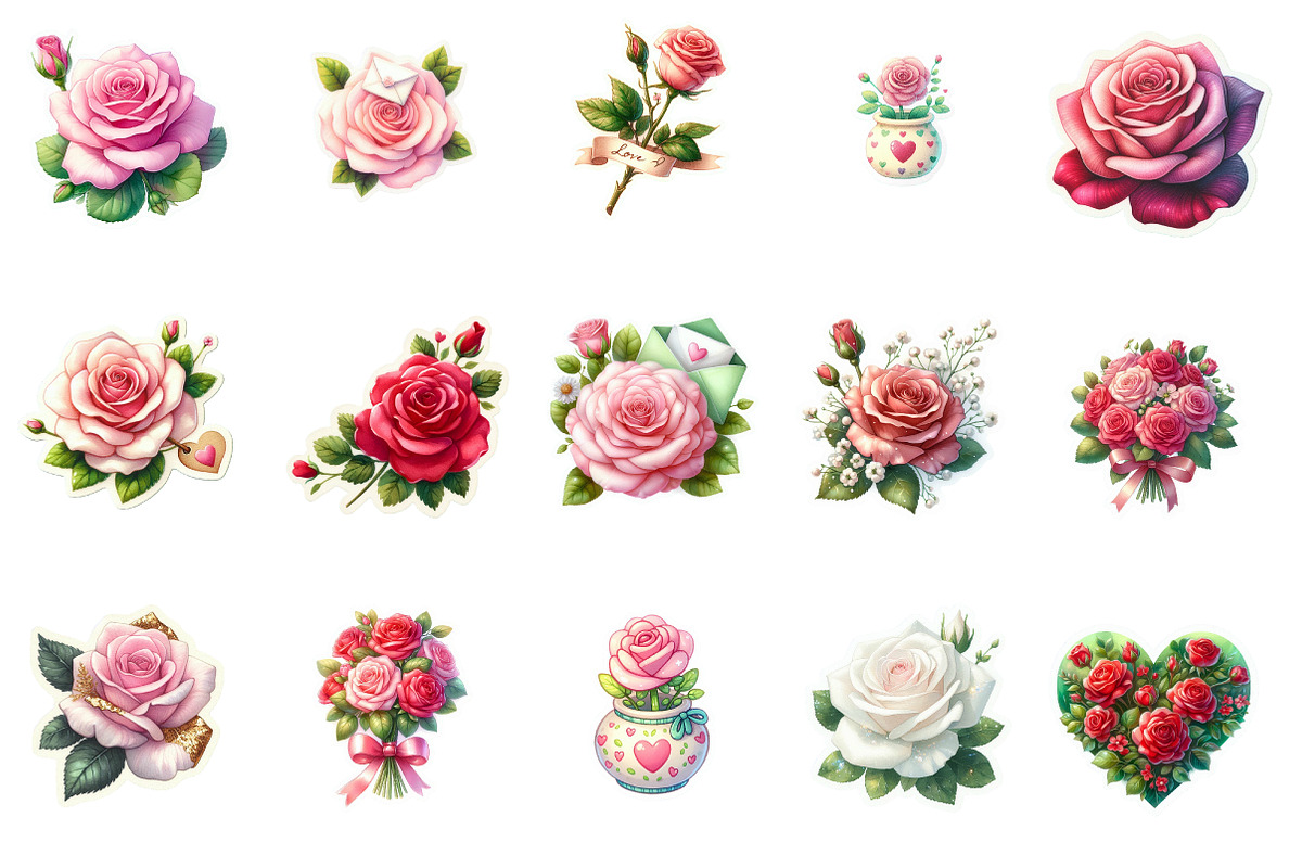 Valentine Rose Sticker clipart, an Illustration by Designworld (Photo 3 of 3)
