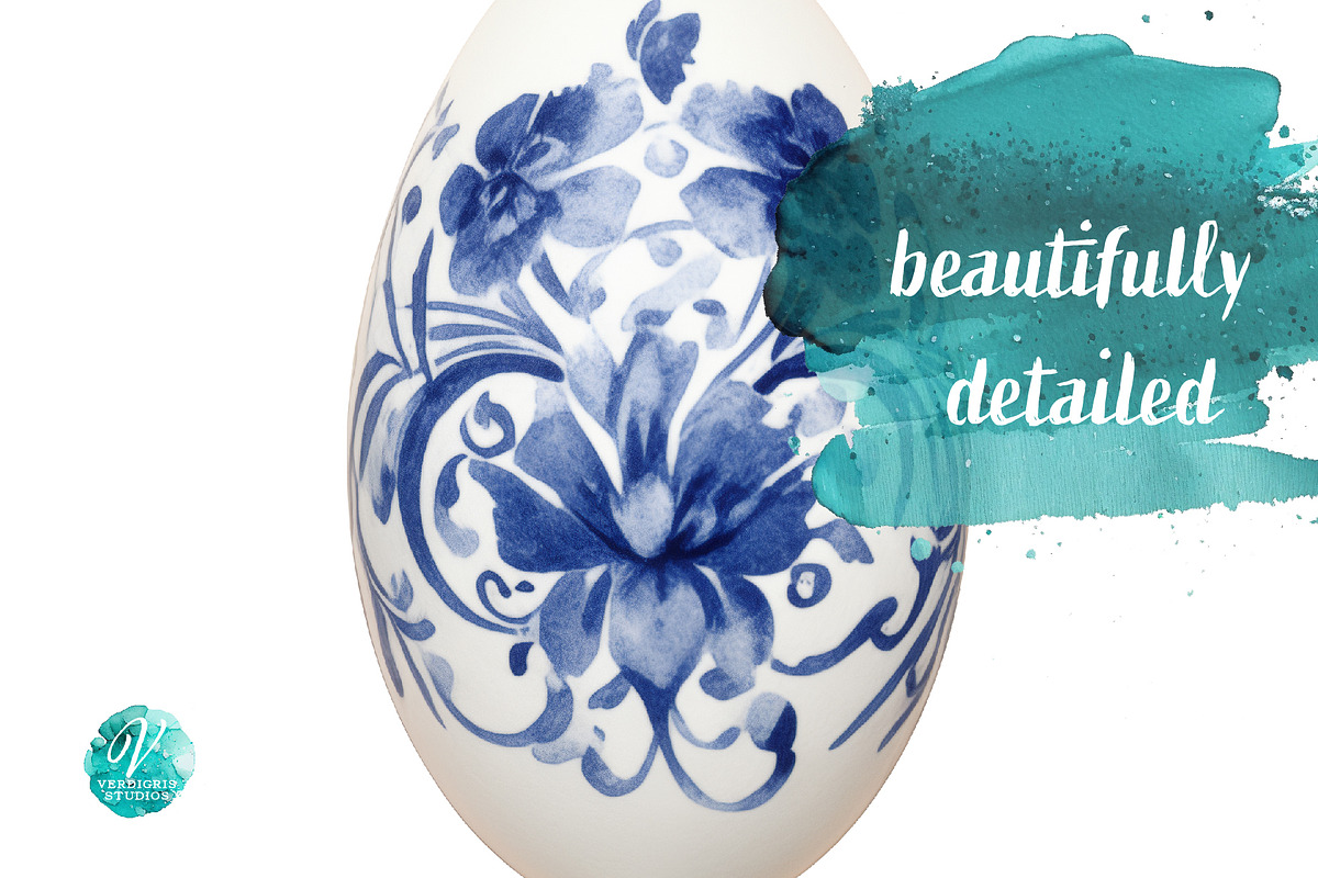 Blue Floral Eggs, a Seasonal Illustration by Verdigris Studios (Photo 4 of 4)