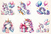 Kawaii Unicorn Party Clipart Bundle, an Illustration by DreamCafeArt (Thumbnail 4 of 6)