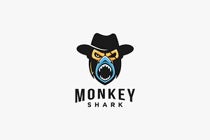 Powerful Monkey Shark Logo Mascot