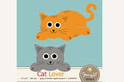 Cat Lover Digital Paper and Clipart, a Pattern Graphic by JennyL Designs (Thumbnail 2 of 4)