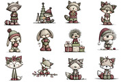 whimsical Santa reindeer clipart, an Illustration by CraftArtStudio (Thumbnail 3 of 6)