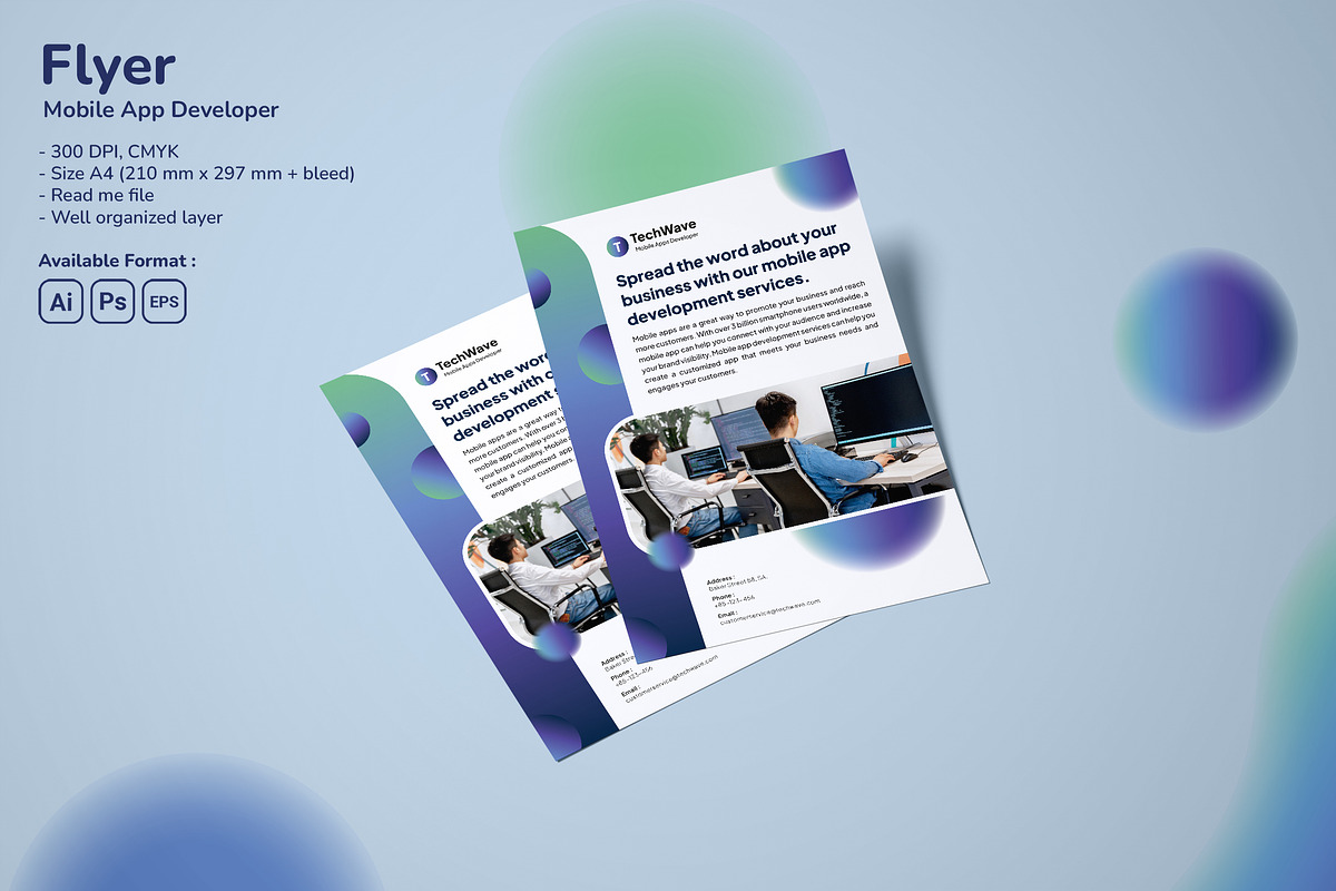 Mobile App Developer Flyer, a Flyer Template by Fannan Studio (Photo 1 of 2)