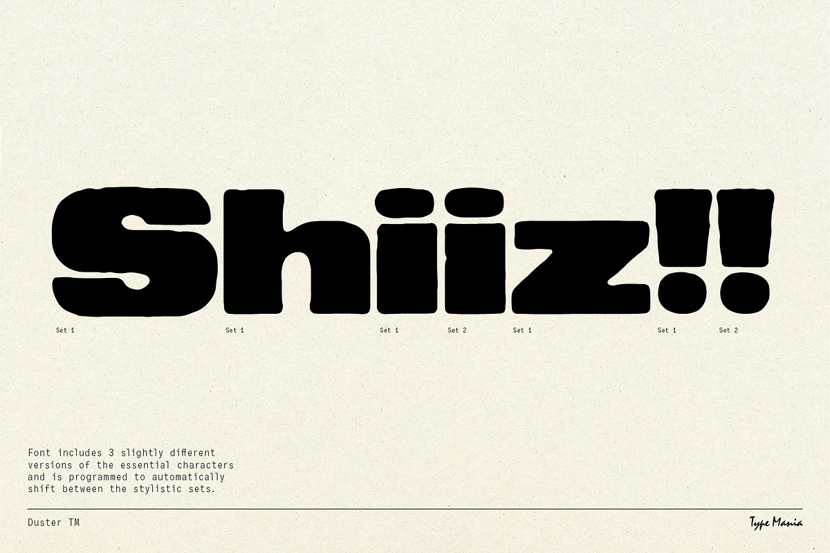 Duster TM – Heavy Distressed Type, a Sans Serif Font by Type Mania (Photo 3 of 13)