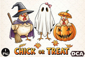 Chick Or Treat Retro Halloween PNG, an Illustration by DreamCafeArt