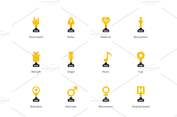Trophy Cup Flat Color Icons