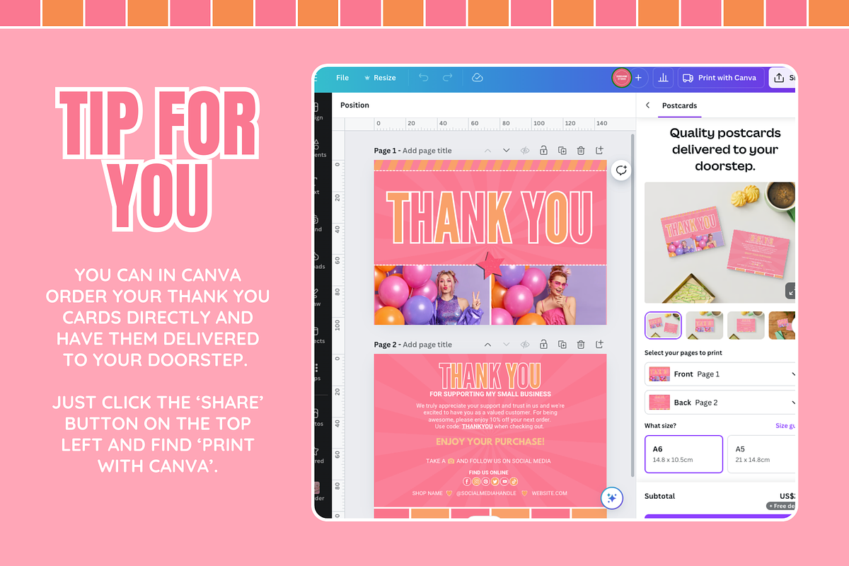 Fun Thank You Card, a Business Card Template by SunshineStudioBoutique (Photo 4 of 10)