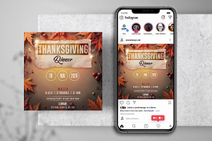 Thanksgiving Event Instagram Banners, a Social Media Template by PixelsDesign