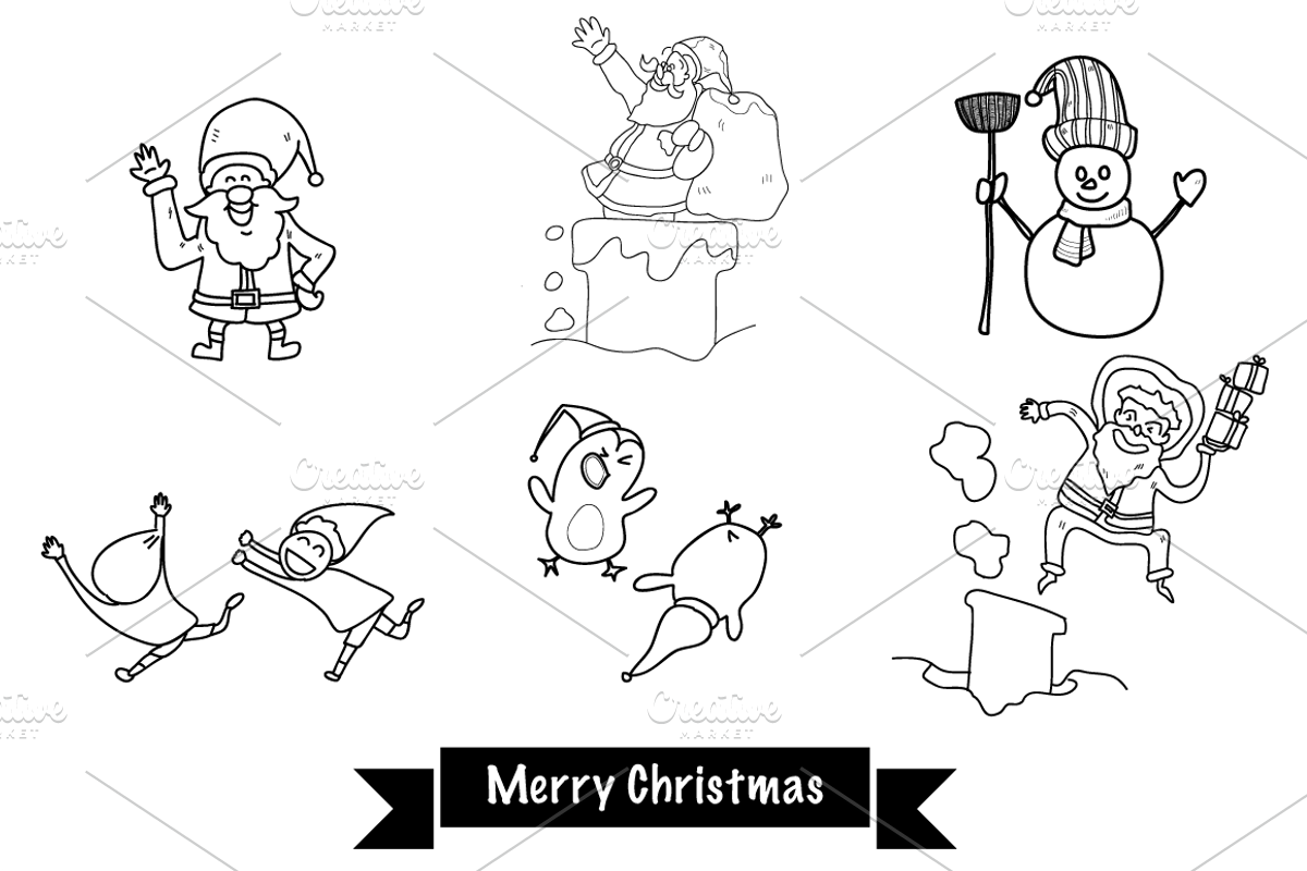 Hand drawn funny Christmas character, a Seasonal Illustration by Atthameeni (Photo 2 of 4)