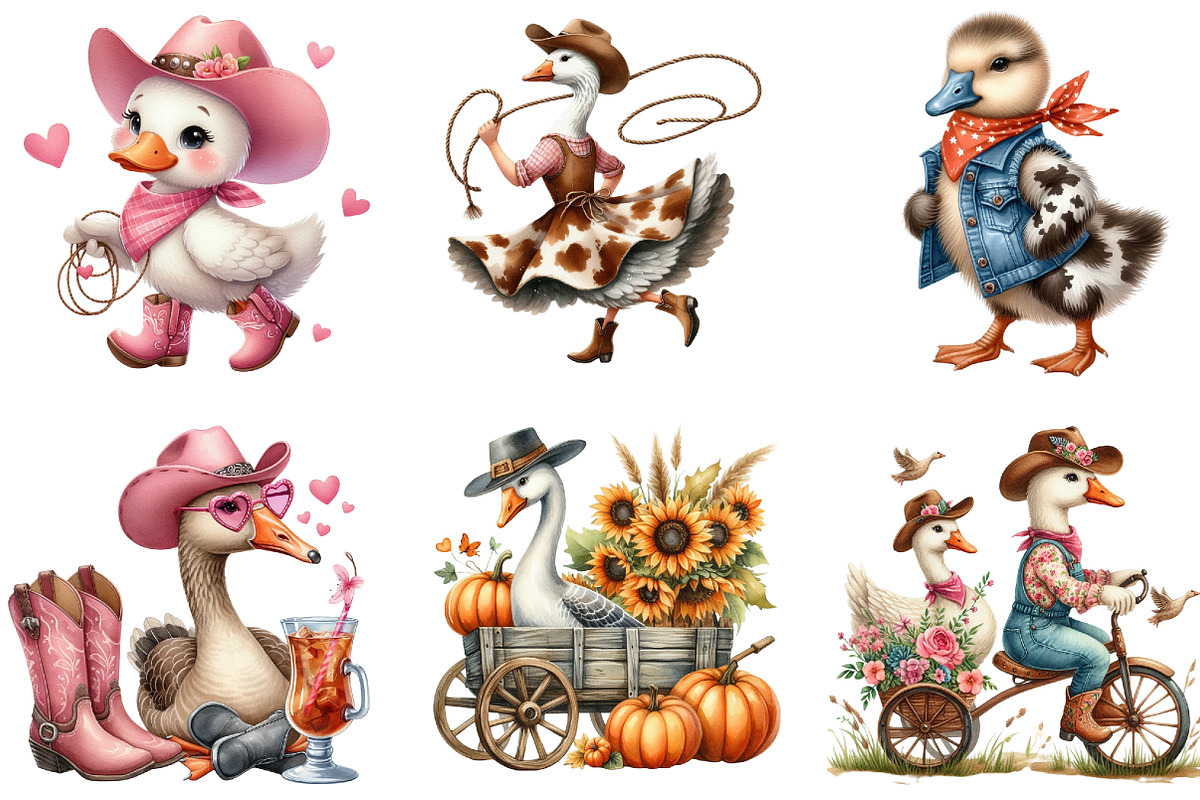 Cute Cowgirl Png Goose Bundle, an Illustration by DreamArtGraphic (Photo 4 of 6)