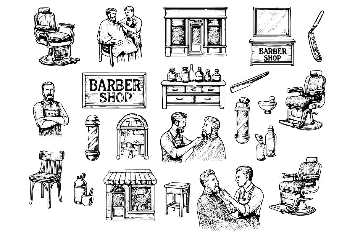 Barber Shop Vintage Collection, an Object Graphic by RT Studio (Photo 2 of 4)
