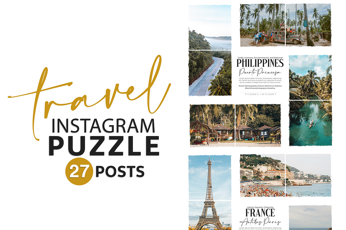 Travel Instagram Puzzle, a Social Media Template by illycreative (Photo 1 of 8)