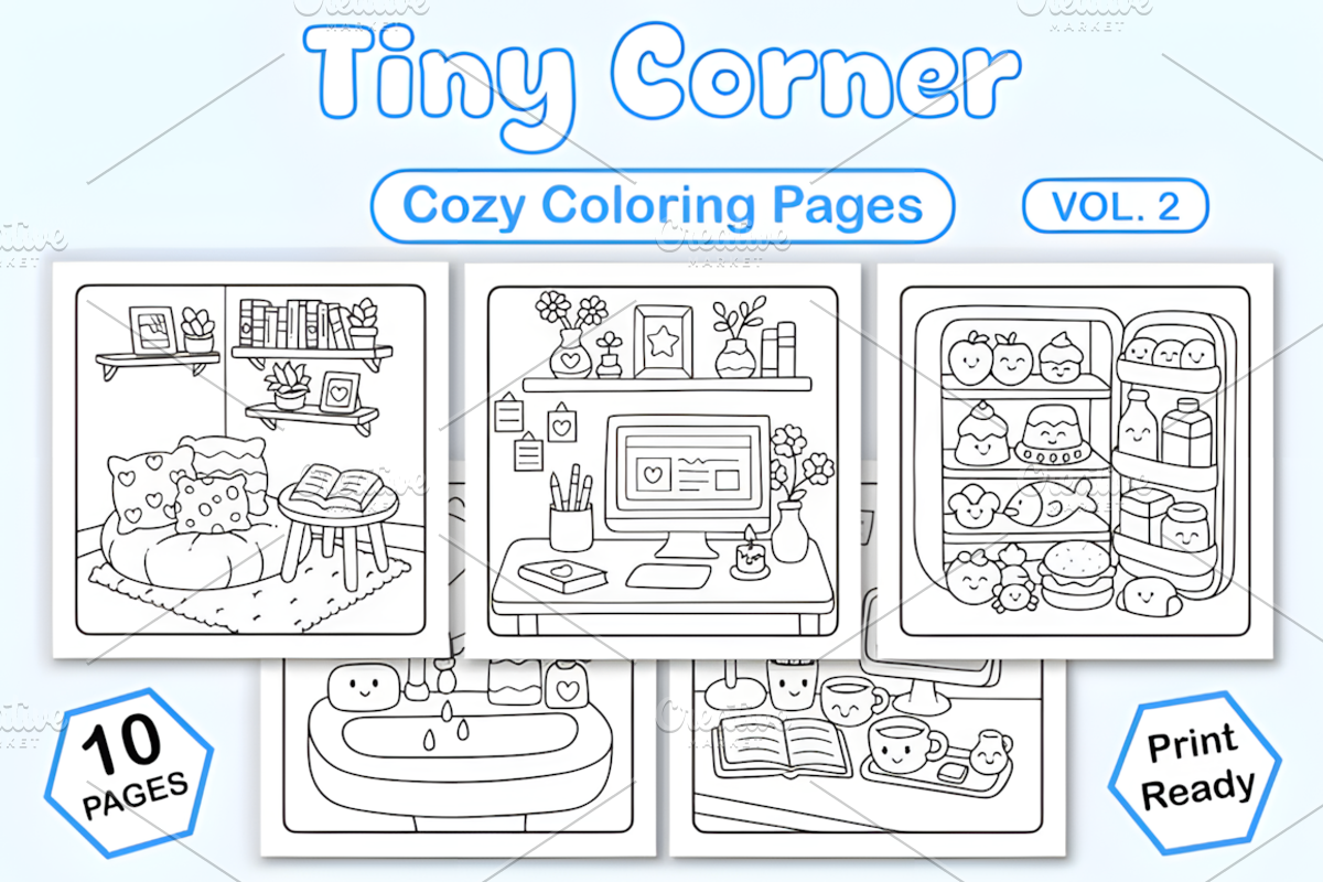 Tiny Corner Cozy Coloring Vol. 2, a Decorative Illustration by Coco Bloom (Photo 1 of 4)