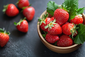Wooden bowl filled with fresh, ripe, a Food & Drink Photo by MistyDay