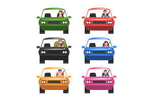 People Driving Car Sitting in Front, a Person Illustration by TopVectors