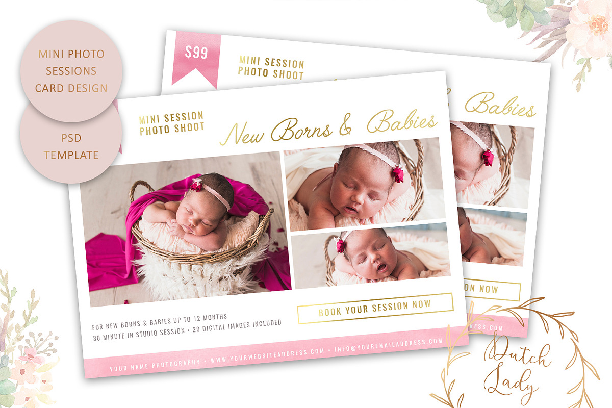 PSD Photo Session Card Template #15, a Card Template by The Dutch Lady ...