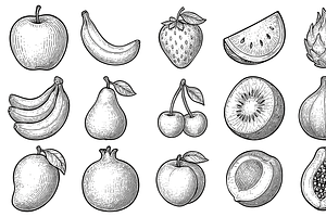 Fresh Fruits Collection, an Object Graphic by nikagraphic