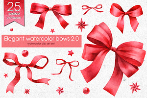 Elegant watercolor bows set 2.0