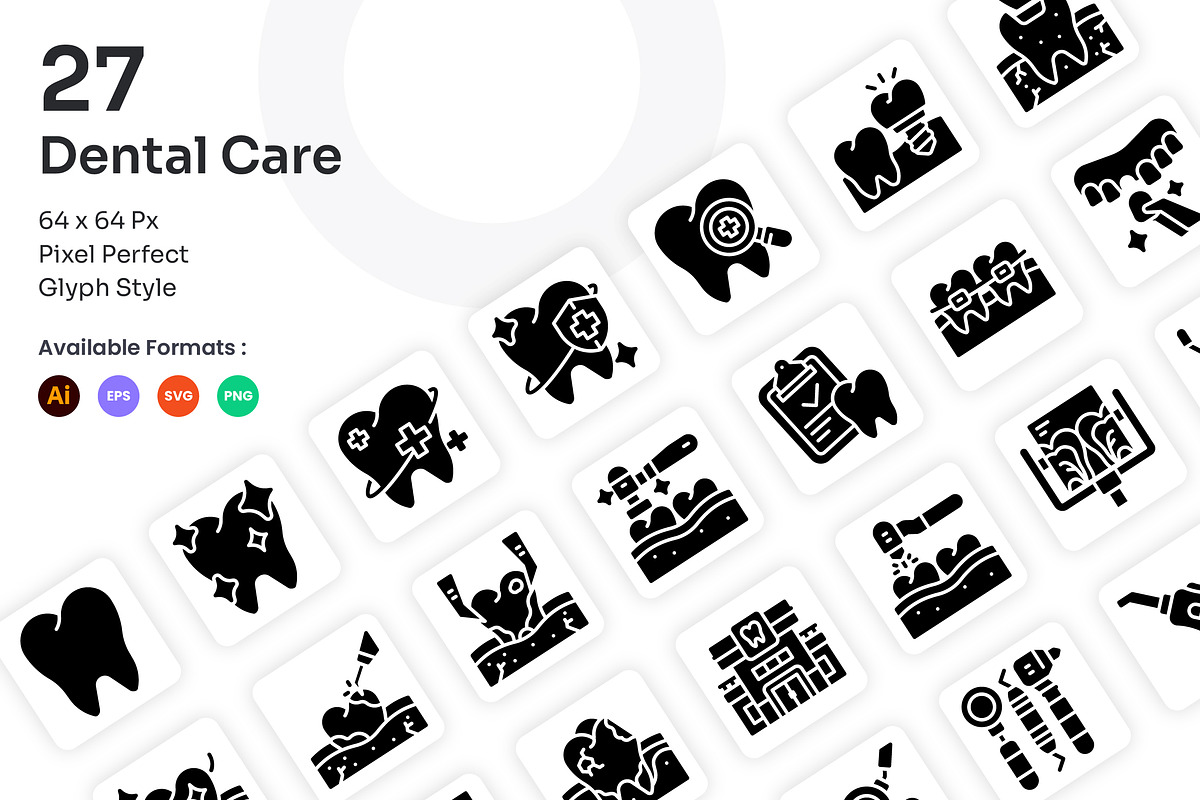 Dental Care Icons Set - Glyph, a Solid Icon by Kmg Design (Photo 1 of 2)