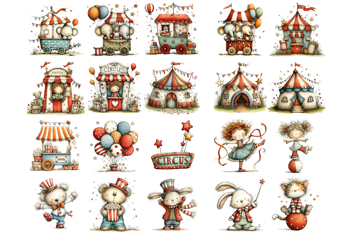 Circus Kids and Animals Clipart, a Person Illustration by Nicolle's Colorful Art (Photo 8 of 12)
