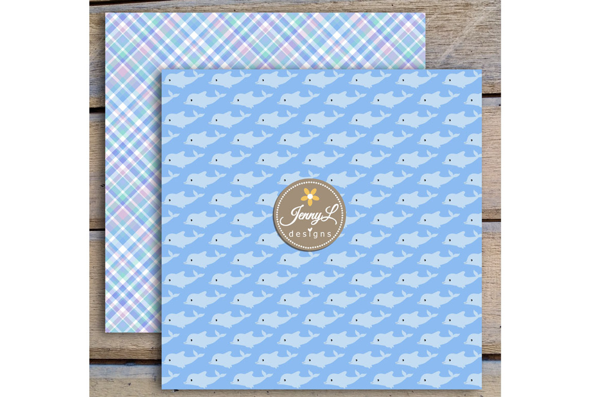 Dolphin Digital Paper & Clipart, a Pattern Graphic by JennyL Designs (Photo 5 of 5)