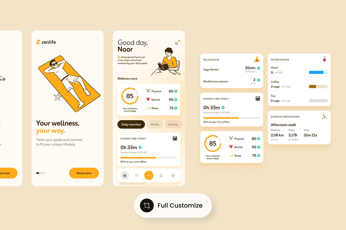 Wellness Tracker Mobile App UI Kit, an UI Kit Template by SLAB! Design (Photo 3 of 3)