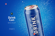 500ml Drink Can with Drops Mockup, a Product Mockup by HelenStock (Thumbnail 1 of 9)
