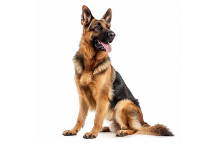 German shepherd dog sitting and, an Animal Photo by Ylivdesign
