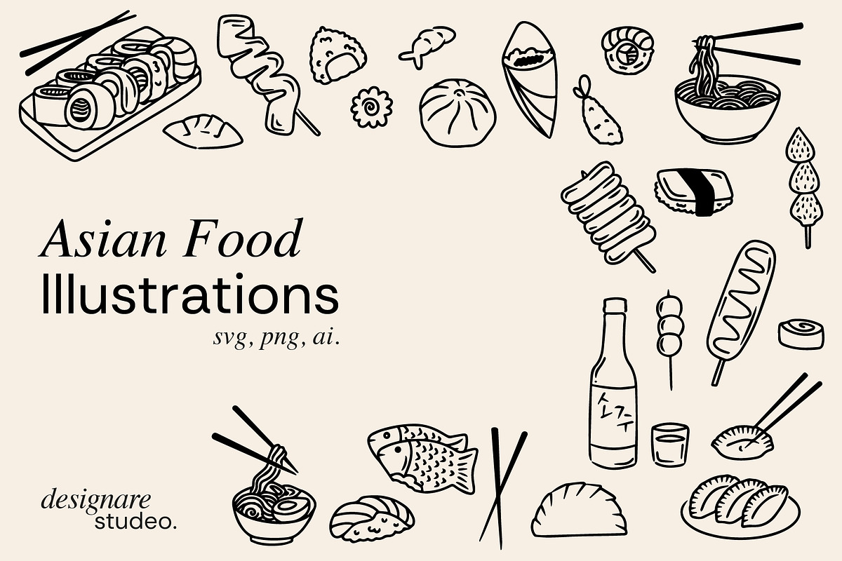 Asian Food Illustrations, a Decorative Illustration by ginni illustrations (Photo 1 of 5)