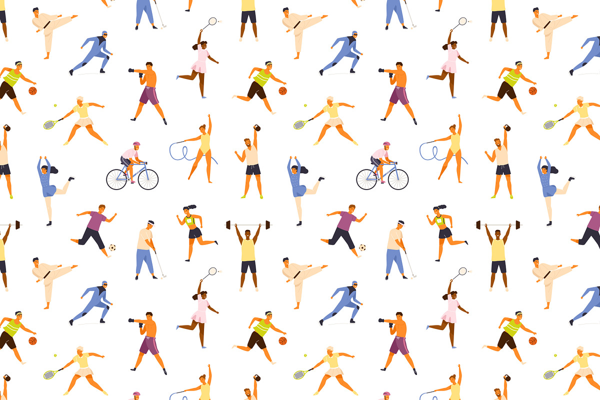 Sports seamless pattern, a Pattern Graphic by Good Studio