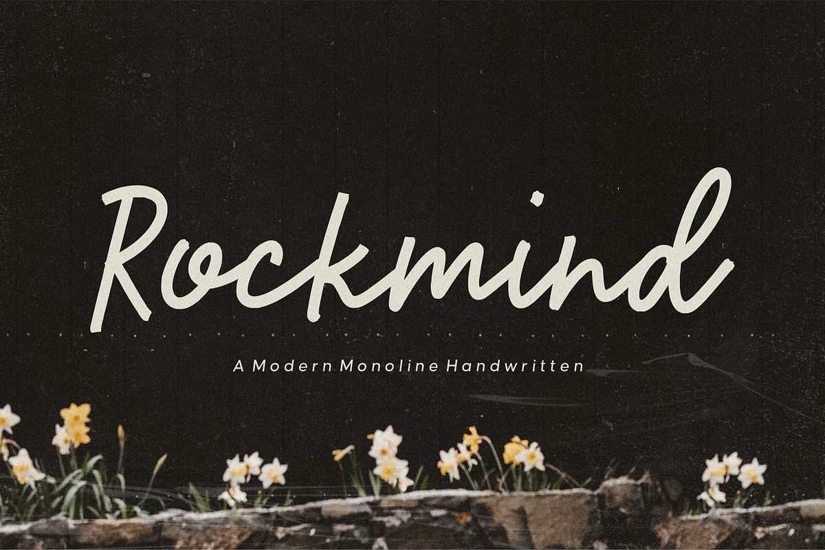 Rockmind - Modern Monoline Font, a Script Font by Letterative Studio (Photo 1 of 7)