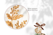 Gold Christmas Watercolor Clipart, a Decorative Illustration by Beigetime (Thumbnail 3 of 18)
