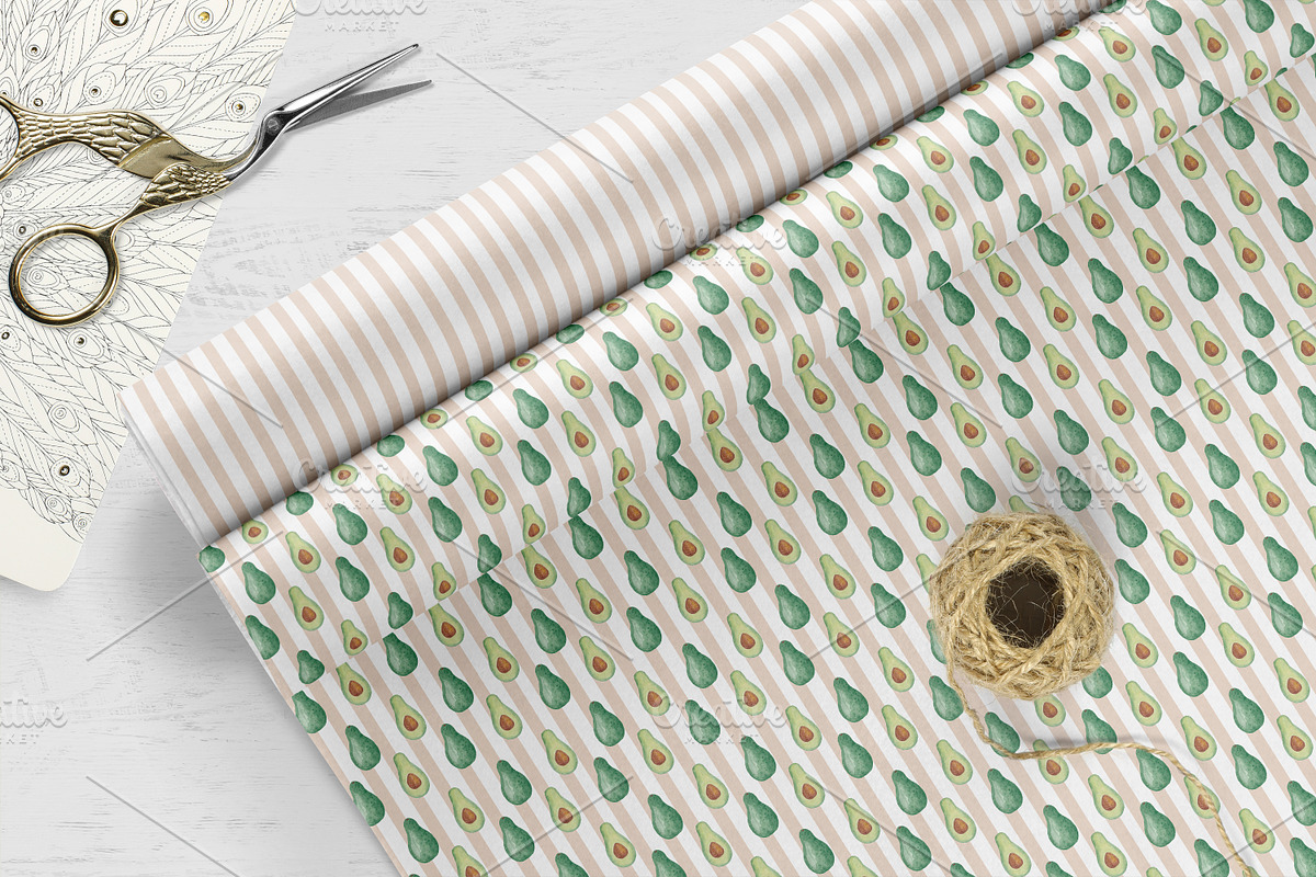 Watercolor Avocado Patterns Set, a Pattern Graphic by Oksana Dovhopol Art (Photo 4 of 11)