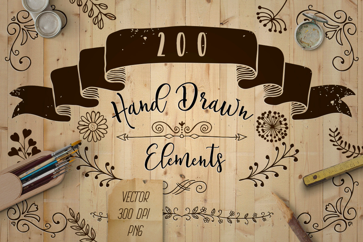 200 Decorative Elements., an Object Graphic by Olya Creative (Photo 1 of 3)
