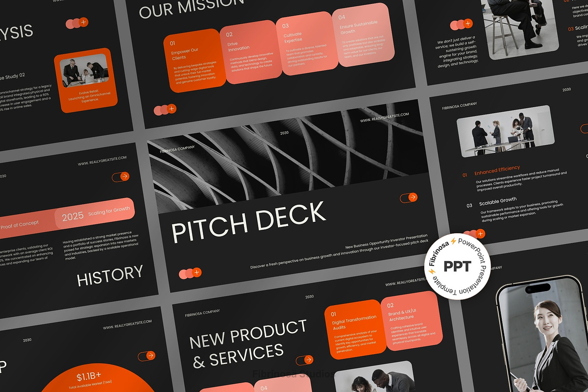 Modern Pitch Deck, a Presentation Template by FIBRINOSÄ (Photo 1 of 6)